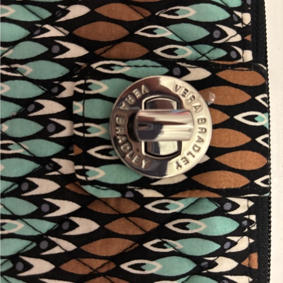 Vera Bradley Teal and Brown Patterned Turnlock Wallet - Picture 2 of 16